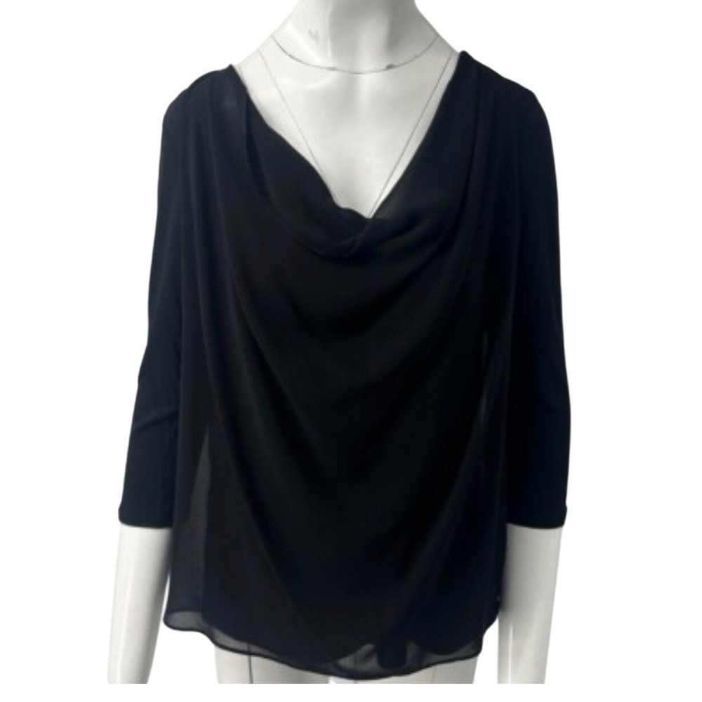 Alice + Olivia Cowl Neck Blouse Women S Black Minimalist Back Cutout Layered Top